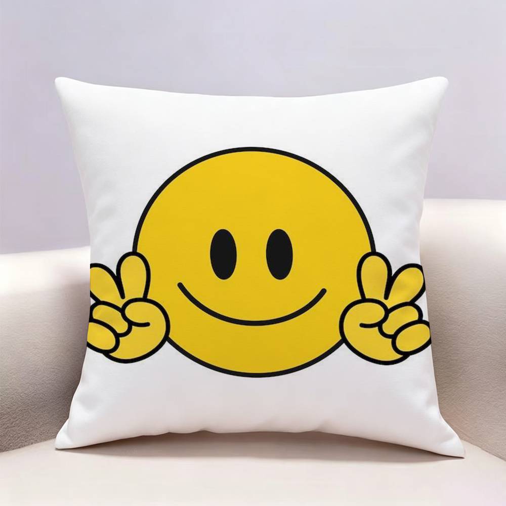 Smile Cartoon fun cute Doublesided print Pillow Case Pattern Printed Pillowcase For Living Room Sofa Cushion Cover