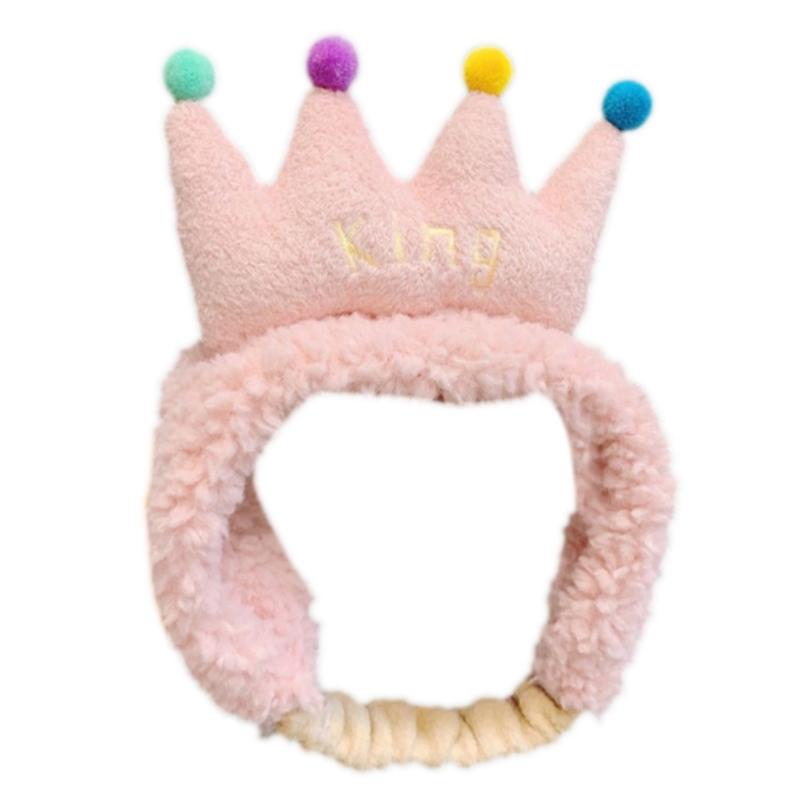 Plush Colorful Crown Hairband Soft Spa Headbands Elastic Furry Turban Non-slip Headwrap for Washing Face Makeup Tool