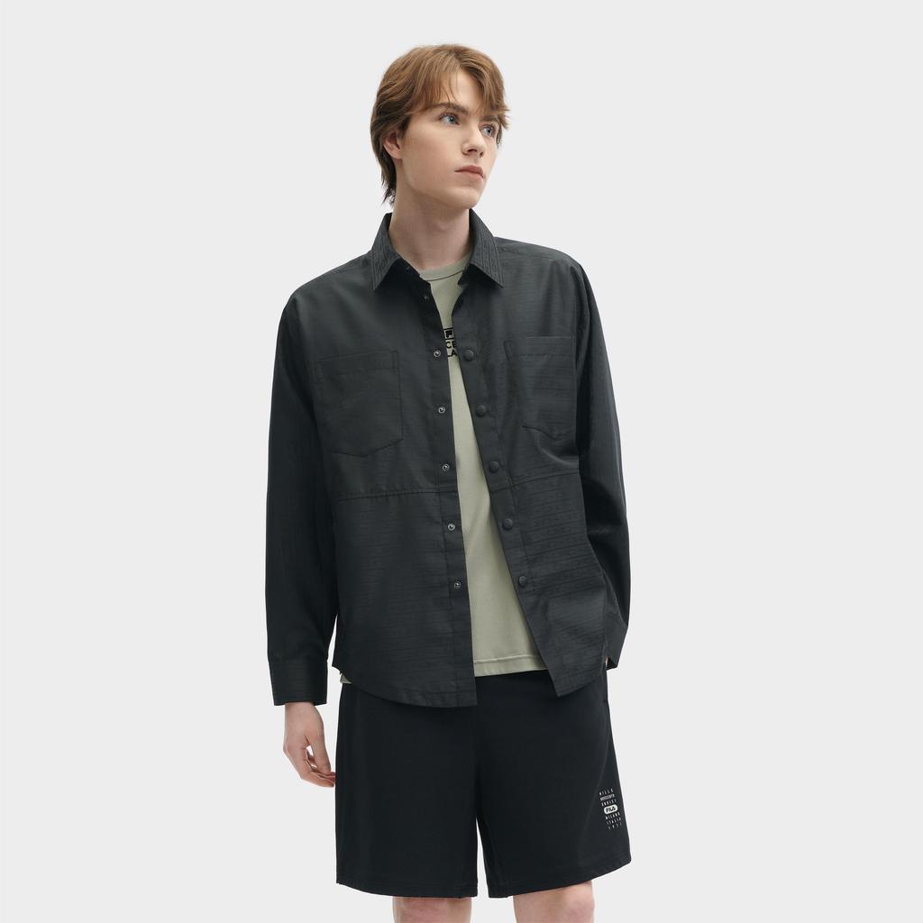 FILA Shirts Men's Black Pointed Collar Moderate Other F11M425401FBK