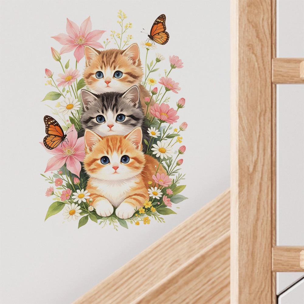 Cat Cartoon Decal Static Cling Wall Fridge Car Sticker Multipurpose Removable DIY Decor