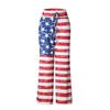 Womens High Waist Casual American Flag Print Drawstring Loose Wide Leg Pants For Summer