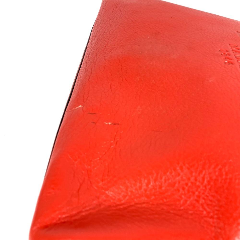 Loewe Logo Heritage Bag Tote Bag Shoulder Bag Leather Orange Red Based