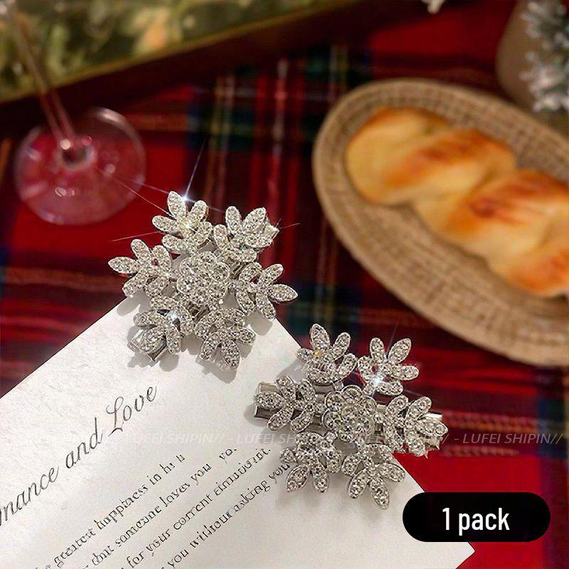 

Роскошная рождественская плюшевая заколка для волос в виде снежинки для женщин - осенне-зимний стиль