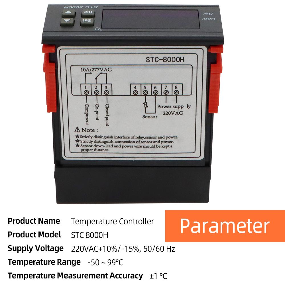 STC-8000H AC 220V DC 12V Temperature Controller Thermostat Thermoregulator Incubator Relay with Heating and Cooling