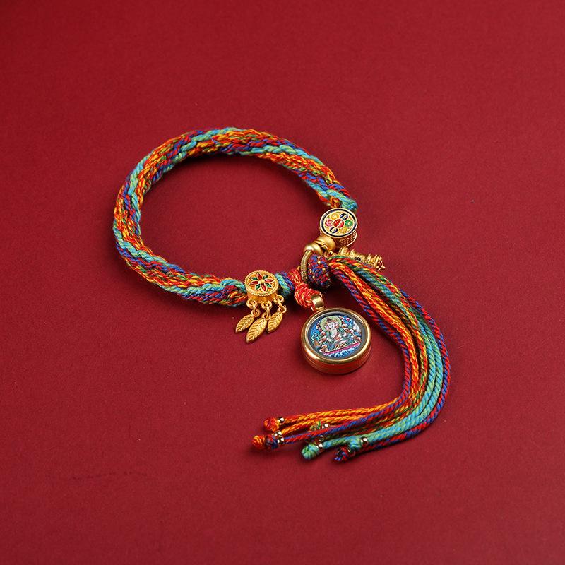 Tibetan Zodiac Guardian Bracelet: Handmade Woven Buddha Hand Rope for Women