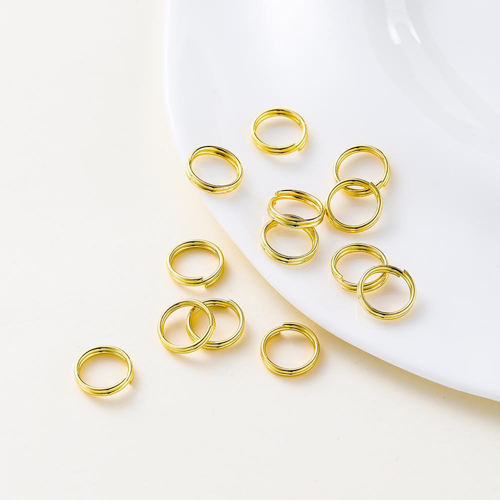 50pcs/lot 4-8mm 14K 18K Gold Plated Brass Double Loops Keyring Jump Rings Split Ring Connectors For DIY Jewelry Making  Findings