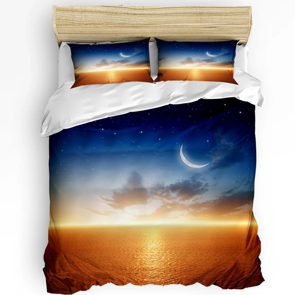 Comforter Cloud Universe Moon Space Bedding Set 3Pcs Boys Girls Kids Adult Double Bed Set Home Textile