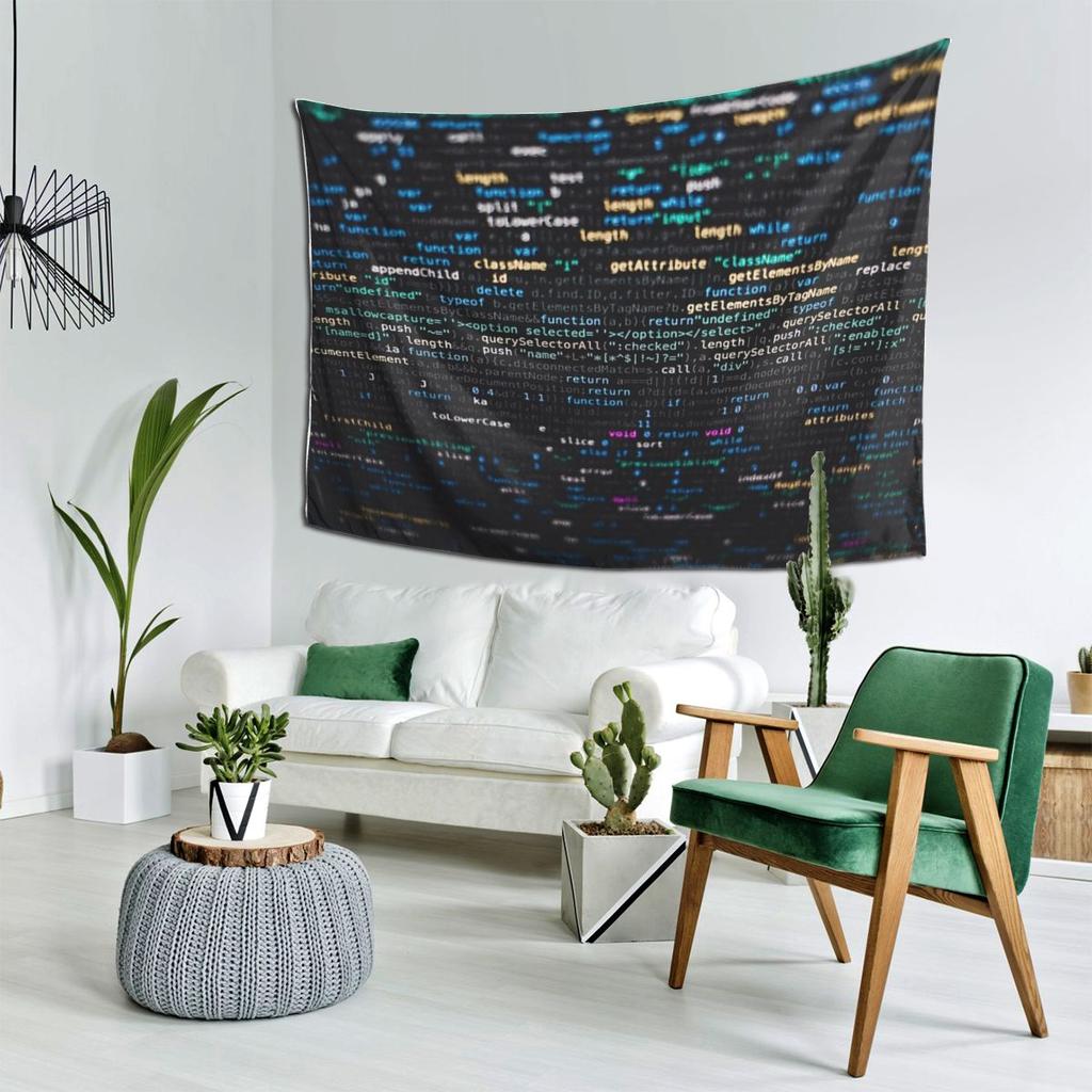 Desarrollador de Software Código de Programación Sobre Fondo Negro Tapiz Decoración Arte Tapices Estéticos Hogar Pared Tela Colgante de Pared