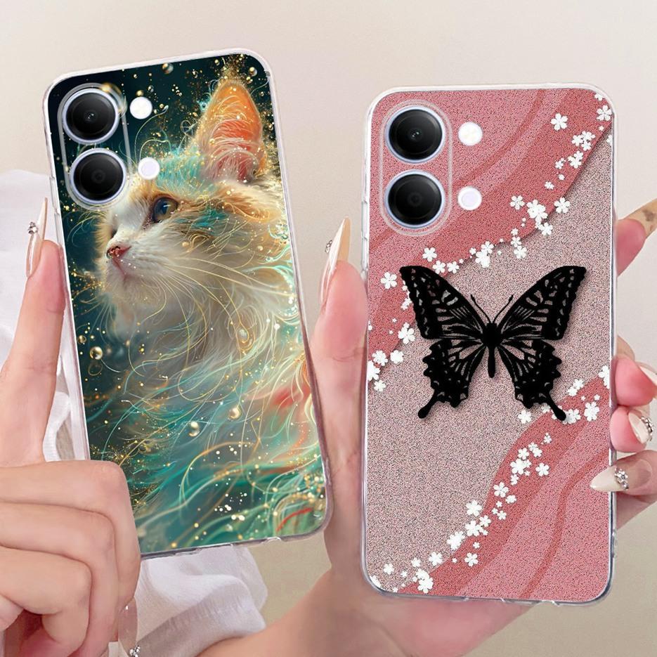 For Vivo Y05 4G Case Colorful Flowers Painted Cover Clear Silicone Soft Slim Phone Case For Vivo Y11d Y 05 VivoY05 VivoY11d Bags