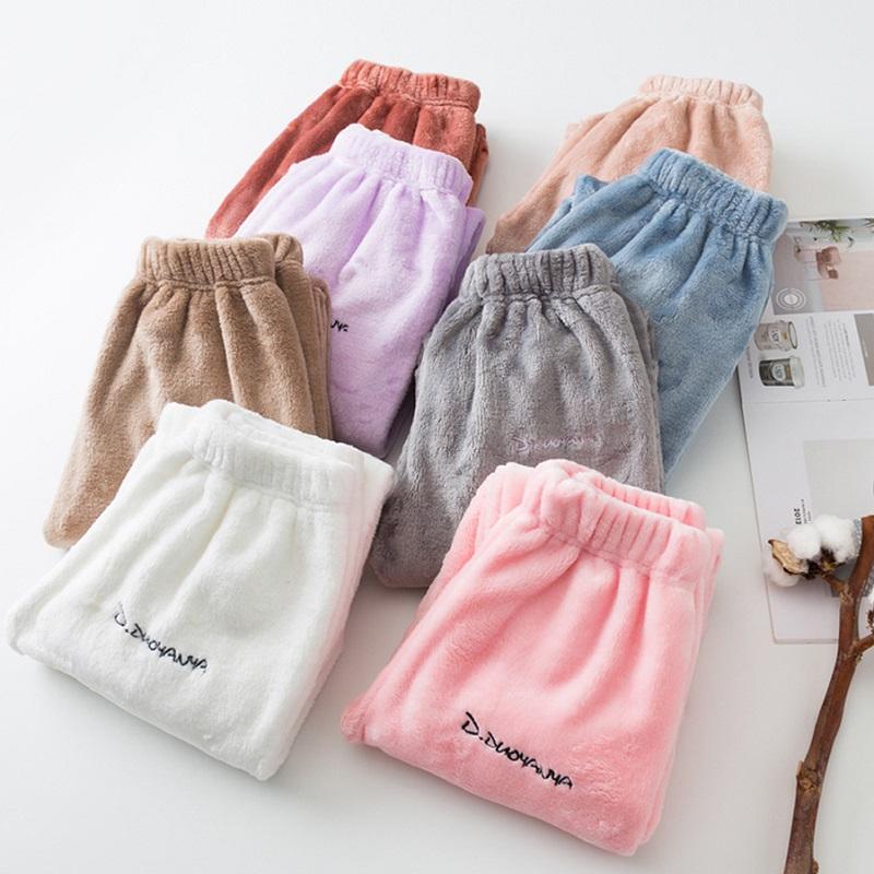 Zimní dětské Coral Fleece Kalhoty Pevné Silné Teplé Kalhoty Podzim Dětské Elastické Pas Volné Rovné Kalhoty pro chlapce Dívky