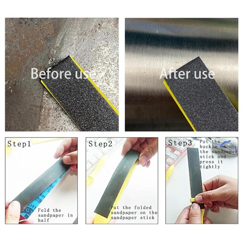 4Pcs Polishing Sandpaper Kits Sandpaper Flat File Wood Rasp File Set Sanding Paper Sand Tool with Plastic Stick