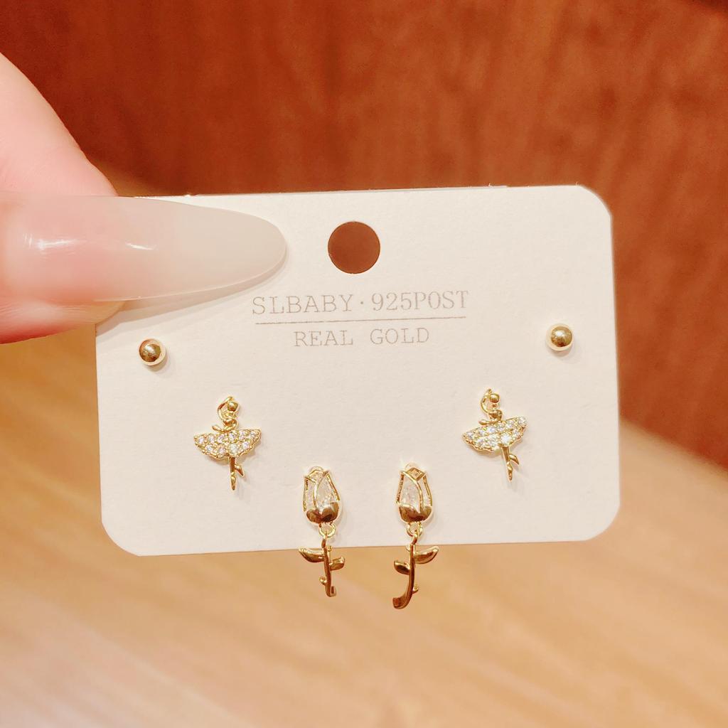 Environmentally Friendly Nickel-Free Gold Plated Women's Stud Earrings - High-End, Simple, Versatile Design