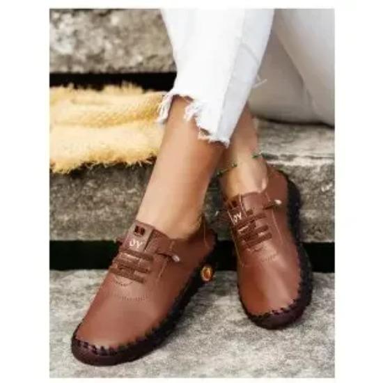 Sneakers Women Shoes Loafers Lace Up Leather Flat New Spring  Casual Comfortable Mom Shoe Mujer  Chaussure Femme