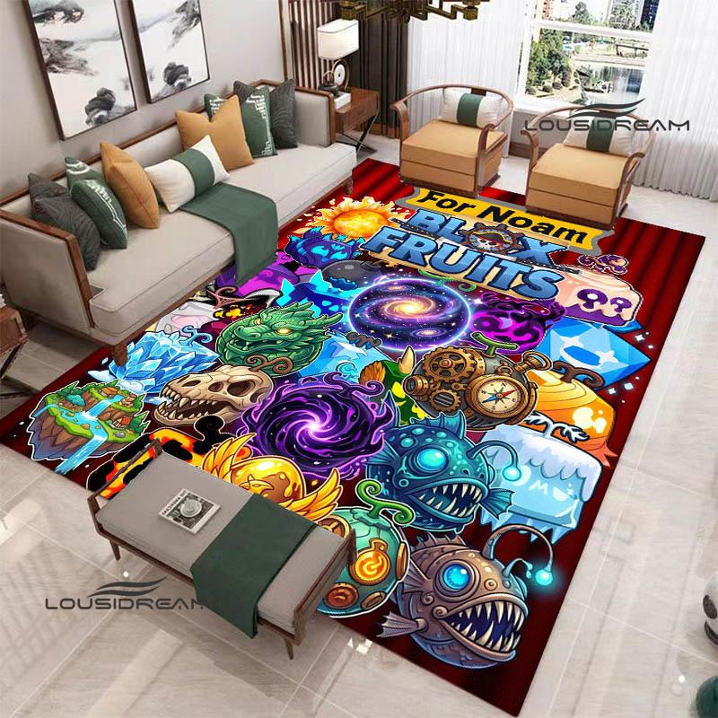 3D game B-blox fruits printed carpet Non-slip carpet outdoor carpets area rug Home bedroom decor rug for bedroom birthday gift
