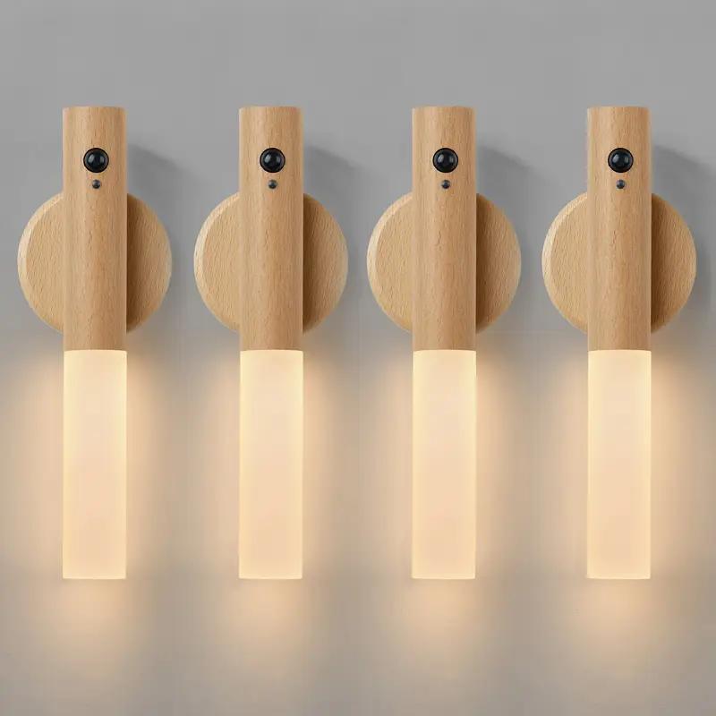 Smart Motion Sensor Night Light LED Rechargeable Magnetic Wall Lamp Portable for Hallway Bedroom Stairs Bathroom Cabinets Decor