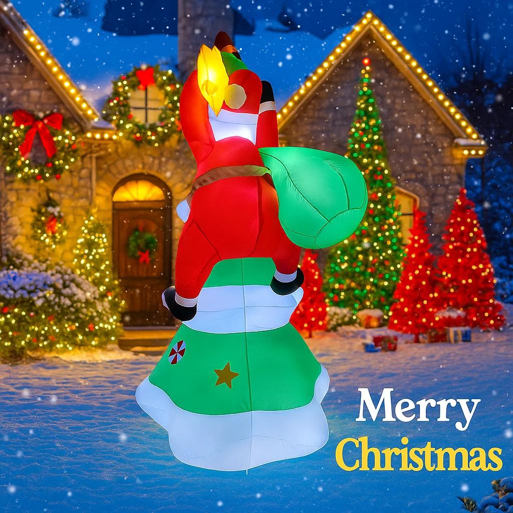 9.84FT Inflatable Santa Climb Xmas Tree Squirrel Toy Yard Party Decor Festive Gift LED Lit Christmas Supplies for Home Ornament