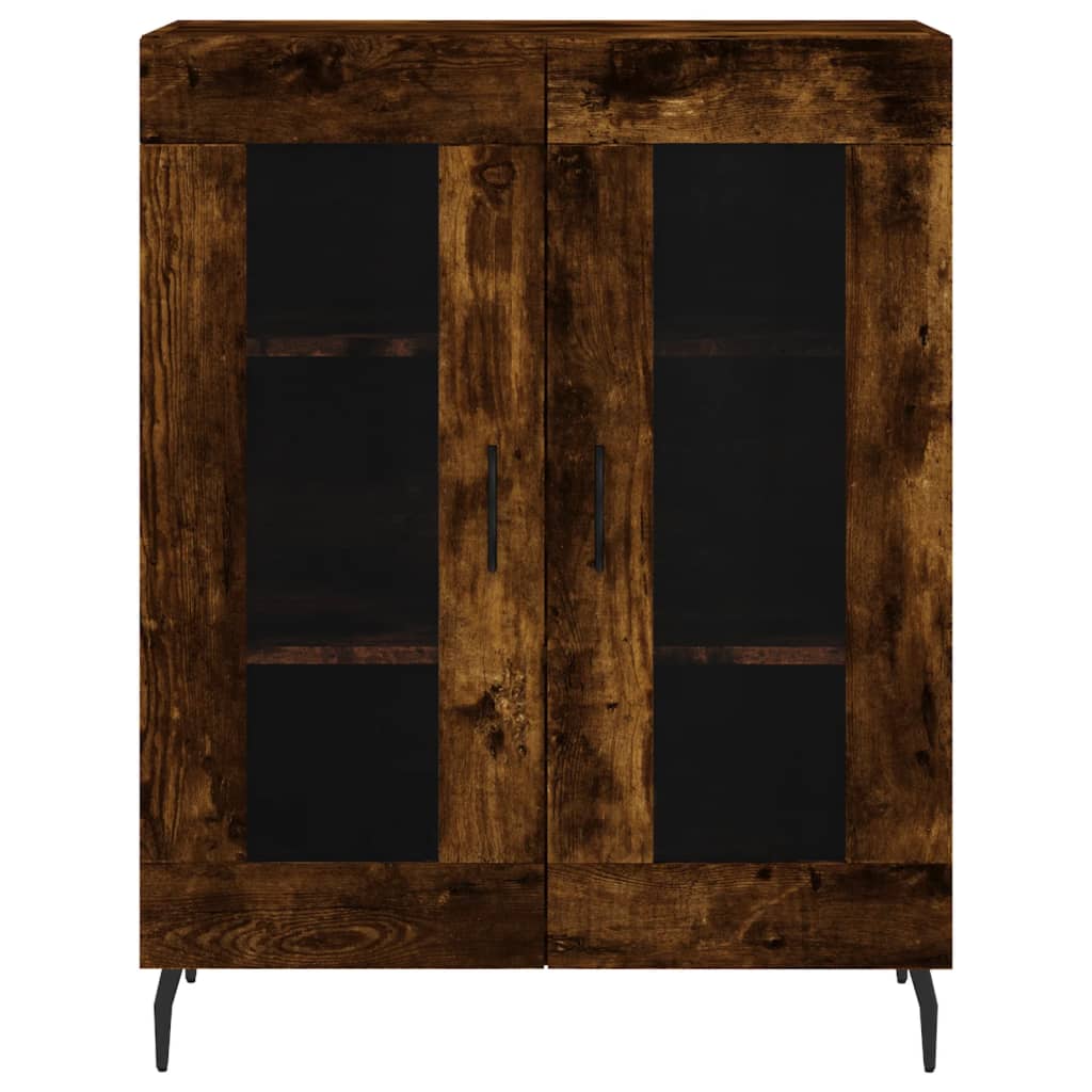 Vidaxl Witrynka Przydymiony Dąb 69,5X34X180 Cm Materiał Drewnopochodny