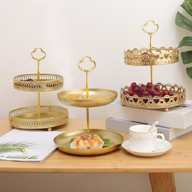 Multi Purpose 2 Tiers Iron Stand for Fruits Vegetables and Snacks Detachable Fruit Holder Tray Nonslip Base Basket