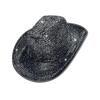 New Diamond-embellished Wide-brimmed Rolled Edge Jazz Hat Unisex European American Party Cowgirl Hat