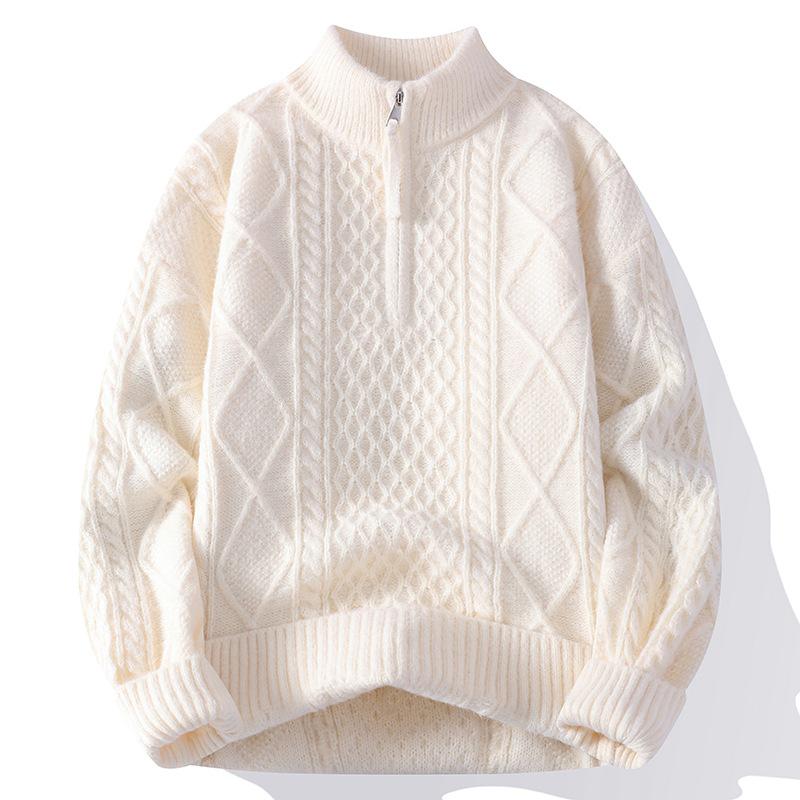 Men's 2025 Argyle Cable Knit Half-Zip Sweater - Teen Outerwear Pullover