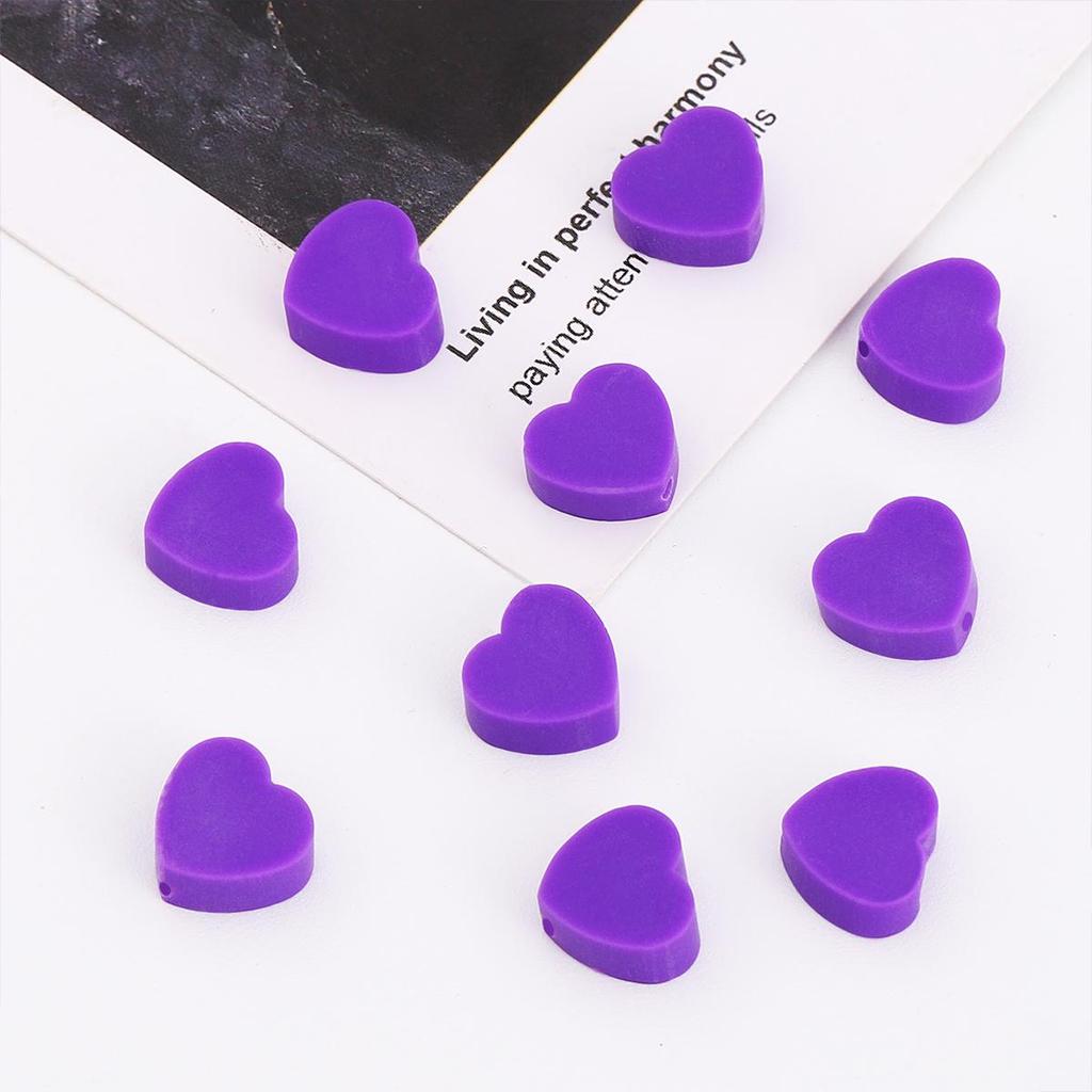 30 Stück einfarbige Polymer-Ton-Perlen in Herzform für die Schmuckherstellung