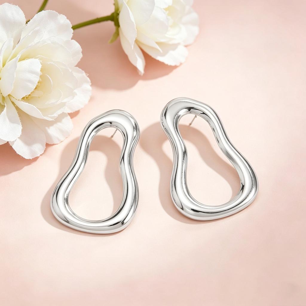 Personalized Metal Irregular Geometric Hollow Earrings, Simple Temperament Cold Wind Earrings