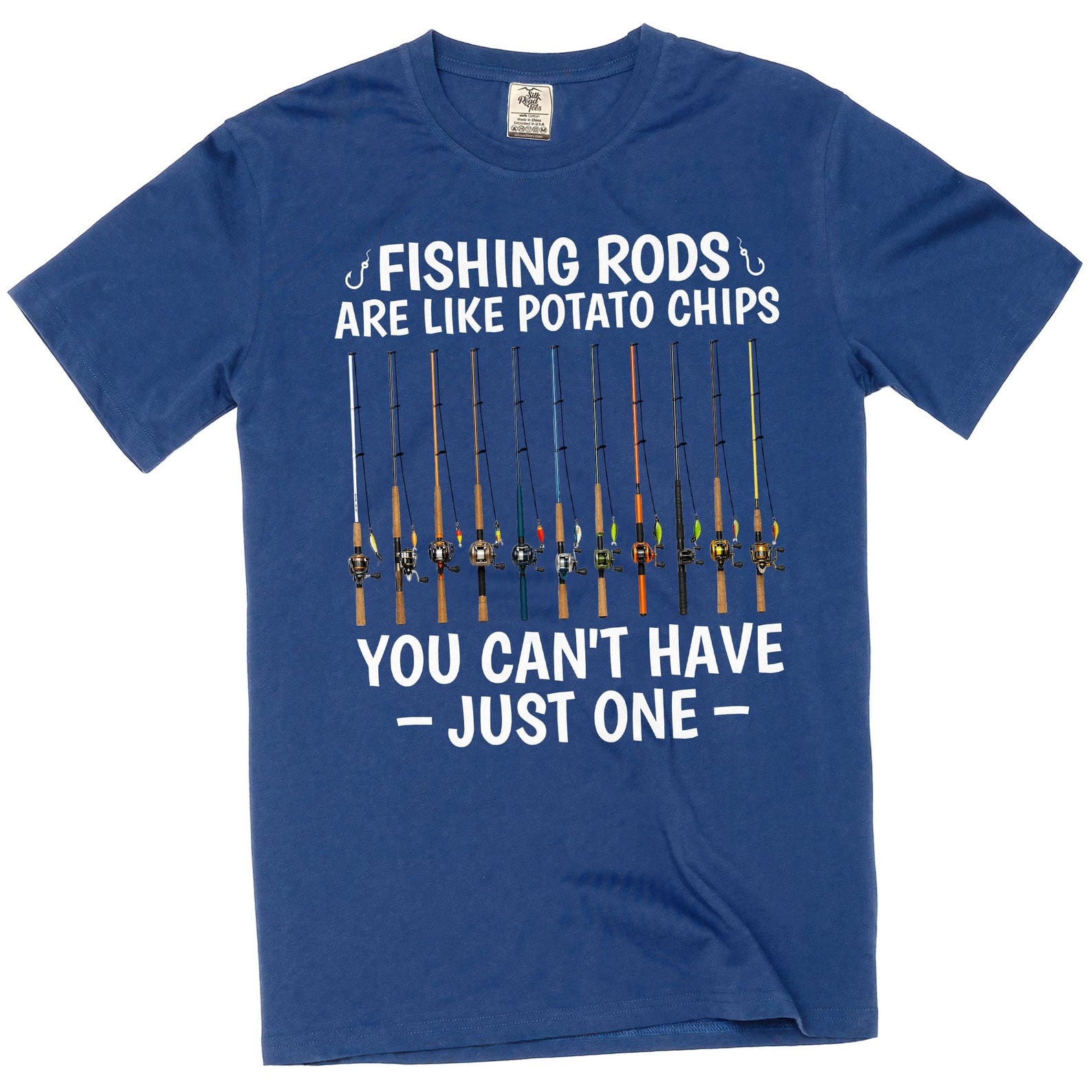 Men s funny Fishing Rods Are Like Potato Chips Graphic T-Shirt – Fisherman hobby Tee 4XL