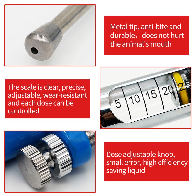 5/10/20/30/50ml Veterinary Metal Feeding Gun Continuous Drench Gun Sheep Cow Pig Goat Livestock Drenching Medication dispenser