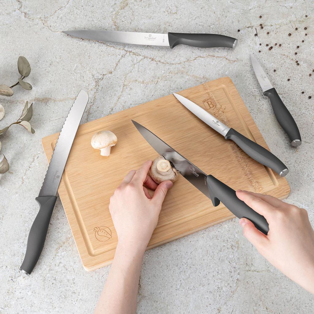 Set Of 5 Kitchen Knives With Board Berlinger Haus Bh-2961 Anthracite