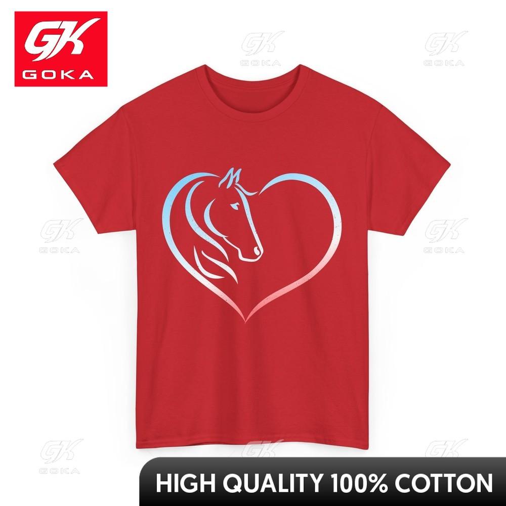 Horse Heart Shirt Animal Lovers Horse Riding Fans Women Unisex Cute Shirt Cultural Ethnic Tribal Tees Traditional Artistic S
