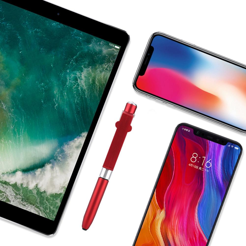 4 In 1 Touch Screen Capacitive Ballpoint Pens With LED Light For Tablet(Red)