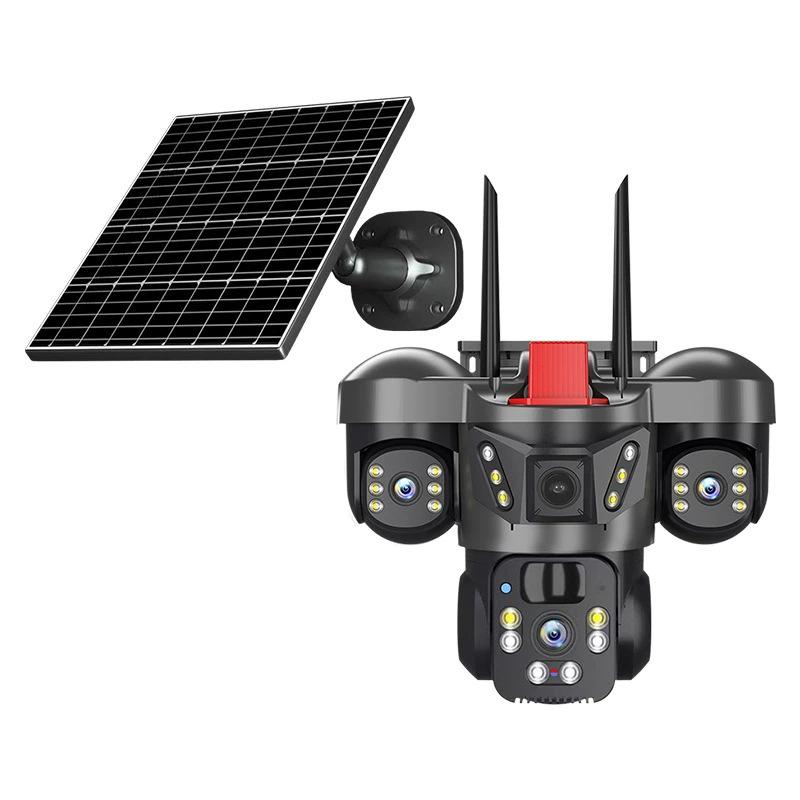 

V380 Three-Lens Solar-Powered WiFi/4G PTZ Bullet Surveillance Camera – Wireless, No Wiring Needed Solar-WiFi (English)