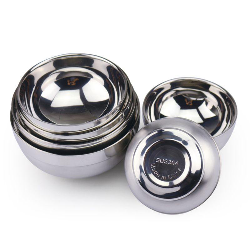 Eco-friendly Double Layer Anti-Rust Stainless Steel Classic Bowl Thermal Insulation Kitchen Flatware