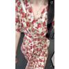 2026 Plus Size French V-neck High-waisted Print Dress - Elegant Slimming Summer Style for Women