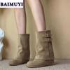 Kotníkové boty Dámské Chelsea boty Klínky Vysoké podpatky Zimní Semišové Sněhové Designérské Goth 2024 Trend Žena Nová Značka Podzim Botas Mujer