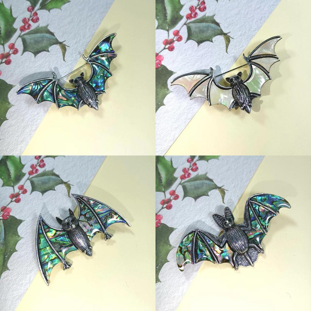 Vintage Silver Shell Bat Brooch Pendant With Animal Design For Women And Men