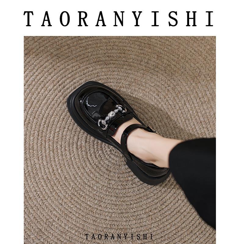 Mary Jane women's shoes spring new college style retro rhinestone platform small leather shoes one-word buckle single shoes women
