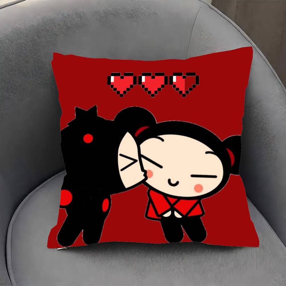 PPucca Cute Cartoon Pillow Case Fashion Square Pillowcase Bedroom Sofa Room Ins Decoration Leisure
