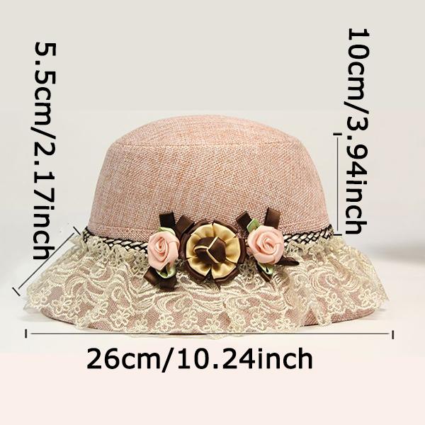 WTEMPO Party Dacing Hats Retro Elegant Summer Beach Flowers Lace Pacthwork Hats Breathable Wide Brim Foldable Large Sun Hats