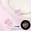 Copper Pink Love Series Charm Love Cube Little Bear Luminous Pendant Fit Original Bracelet Romantic Wedding Jewelry