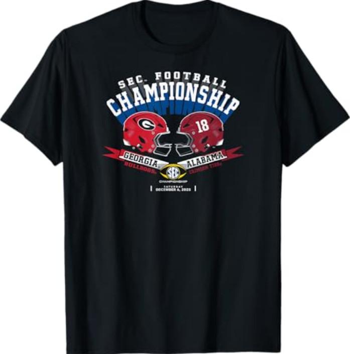 Georgia vs Alabama SEC Campionship 2025 Football Black T-Shirt M