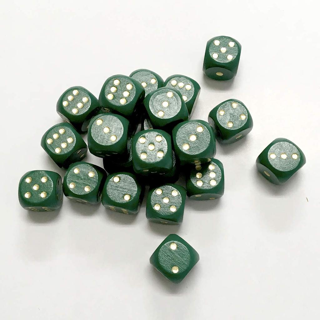 Green 15mm Wooden Dice (30 pieces)