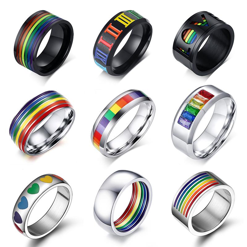 Regenbogen Lesben Ringe Kupferfarben Edelstahl Lgbt Pride Ring 6mm Breite