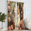 2 Pcs   Versatile Polyester Transparent Curtains for Home Decoration Rose Cat for Use In Bedrooms and Living Rooms