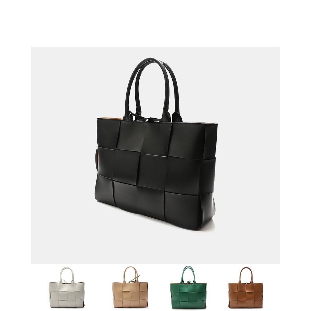 Tygväska Enkel Pendlar Damväska Flätat Nappaskinn Stor Kapacitet Handväska