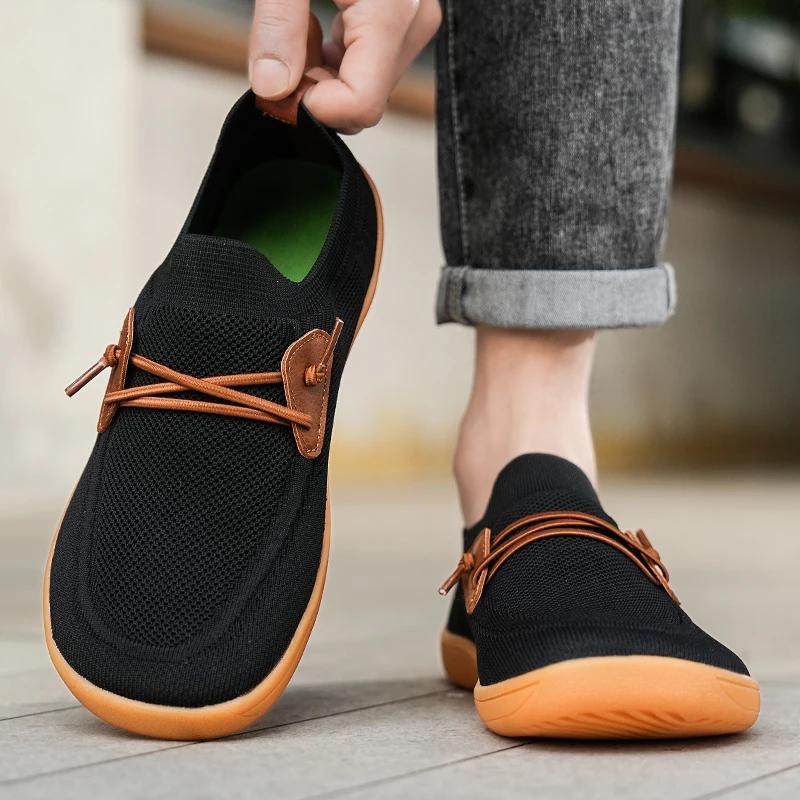 New Men Casual Sneakers Minimalism Zero Drop Sole Walking Shoes Outdoor Breathable Non-slip Flats Loafer Mens Driving Shoes