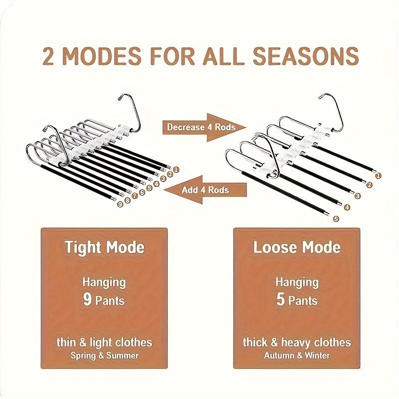 1 pc Stainless Steel Retractable Trouser Rack Folding Multi-functional Multi-layer Hanger Home Storage Clothes Drying Rack