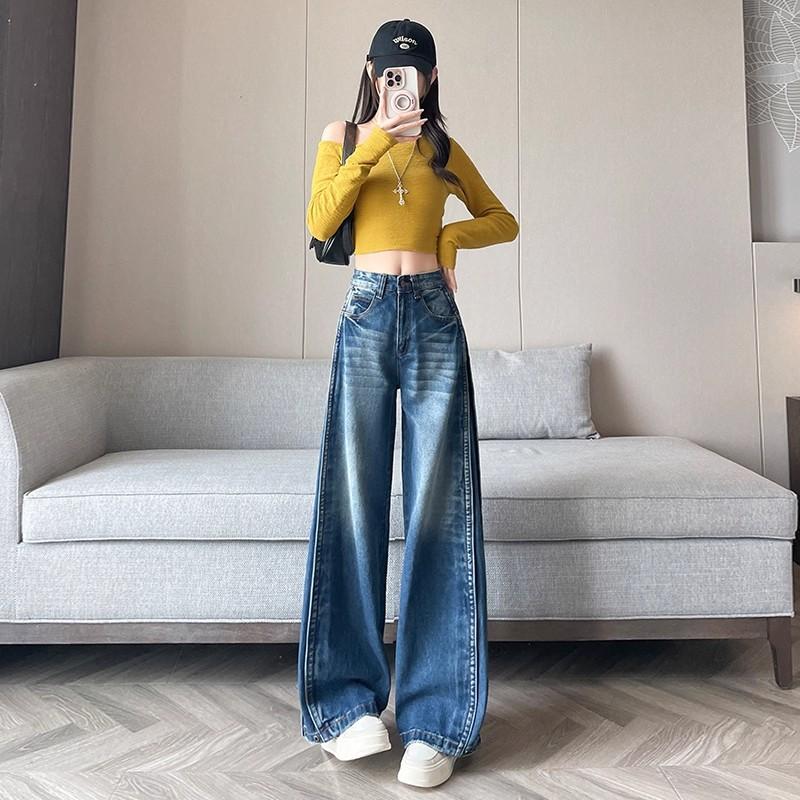 Women's High Waist Wide Leg Jeans Baggy Straight Denim Pants Casual Fall Trousers