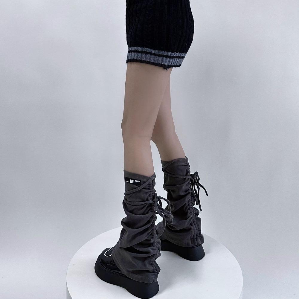Y2k Striped Foot Covers Horn Drawstring Strap Boot Socks New Ankle Warmer  Autumn Winter