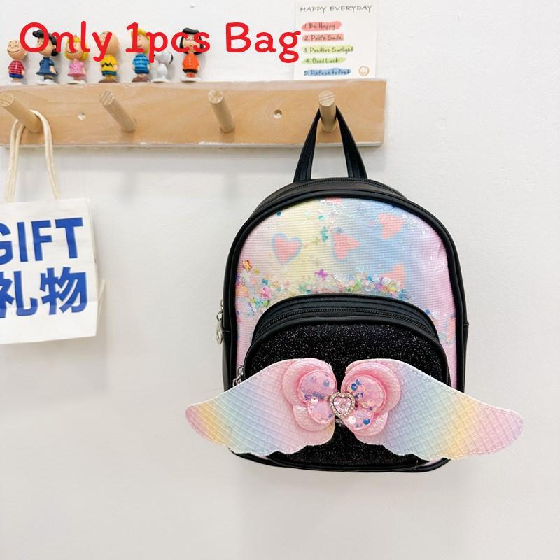 Childrens Cute Bowknot Wings Princess Backpack With Pu Material For Kindergarten Girls